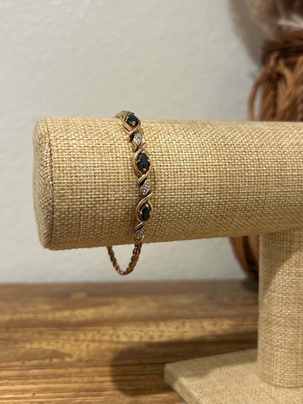 925 Sterling Silver Gold Plated Blue Sapphire Gemstone Rope Bracelet